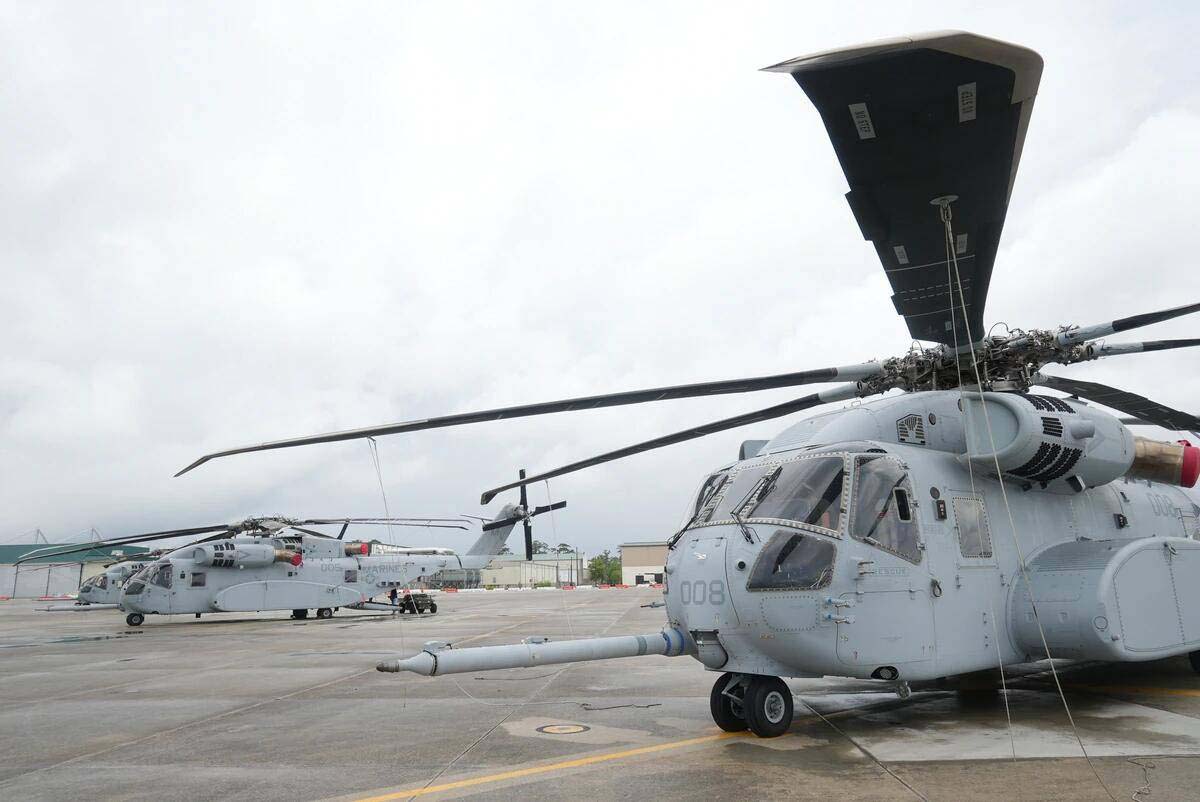 Los tres Sikorsky CH-53K ya entregados a los Marines.