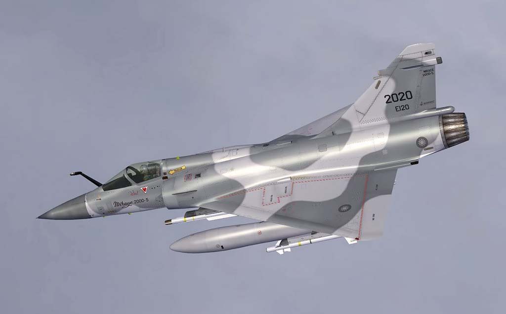 Mirage 2000 de la Fuerza Aérea de Taiwan equipado con, entre otros, misiles MICA.