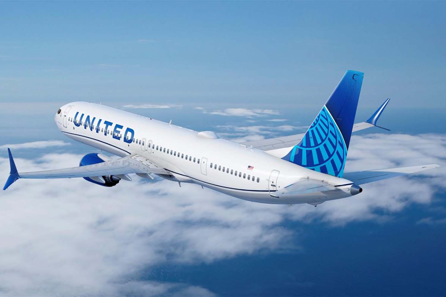 Boeing 737 MAX 10 con los colores de United.