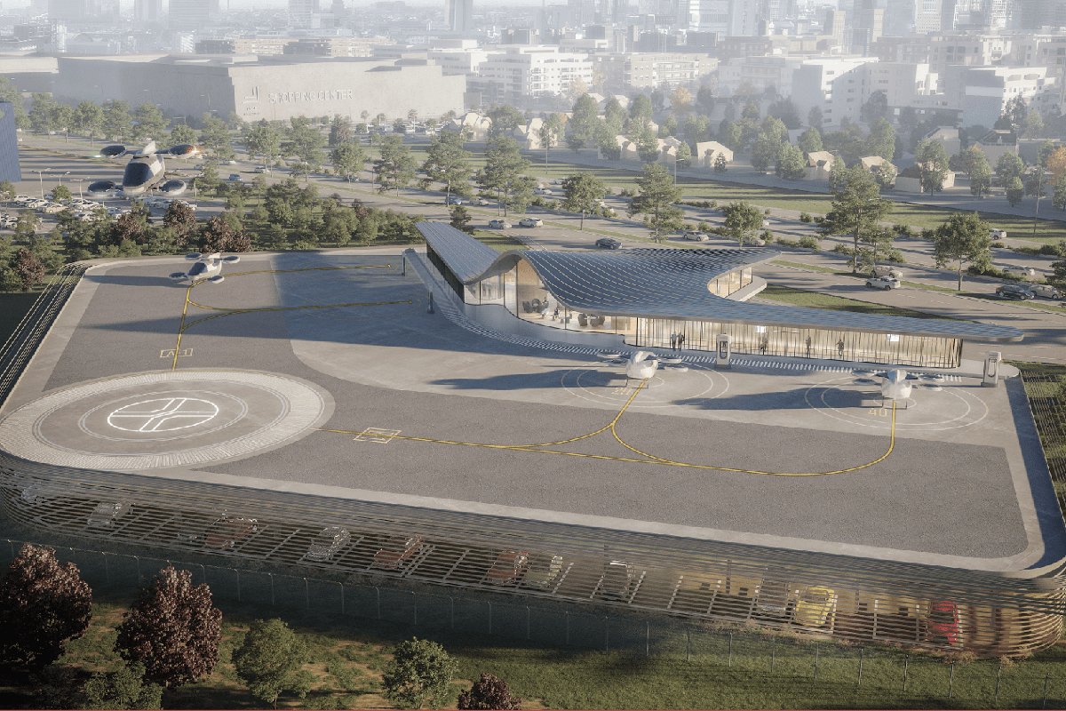 Propuesta de Ferrovial para un vertipuerto.