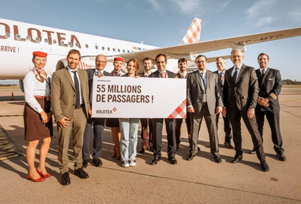 Celebración en el aeropuerto de Estrasburgo de la pasajera 55 millones de Volotea.
