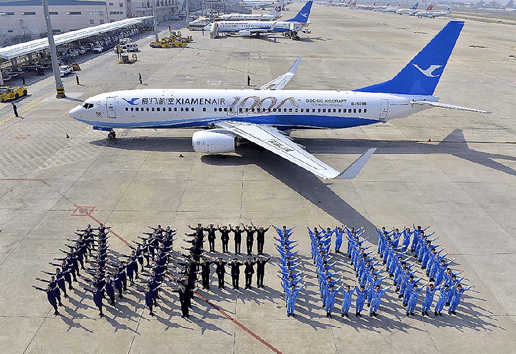 Celebración de la entrega del B-737 número 100 de Xiamen Airlines.