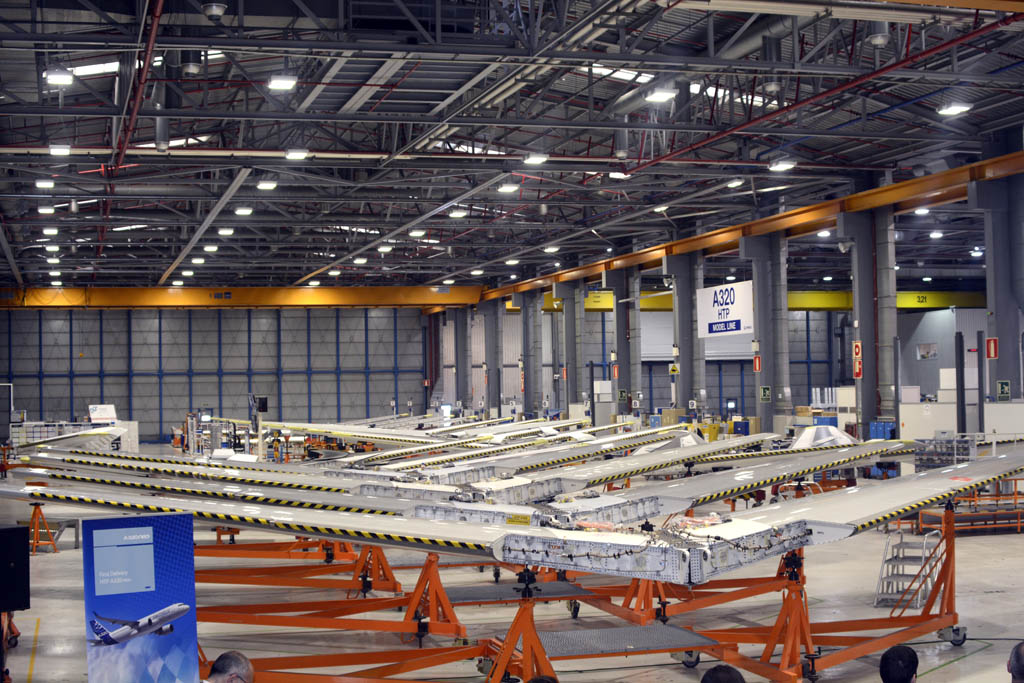 Cadena de montaje de los estabilizadores horizontales del Airbus A320 en Getafe