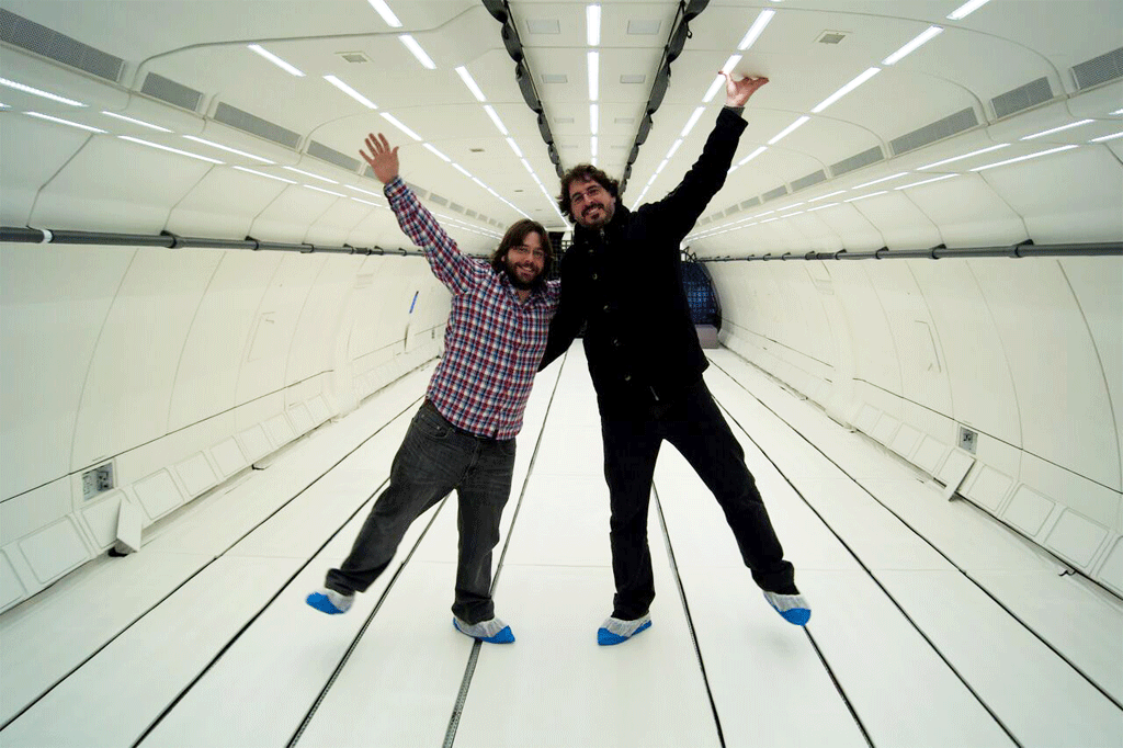 José Fernández y José Miguel Ezquerro en el interior del Air Zero G de la ESA.