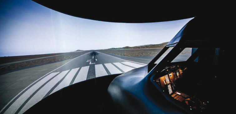 Pantalla de proyección de un simulador Entrol A32.