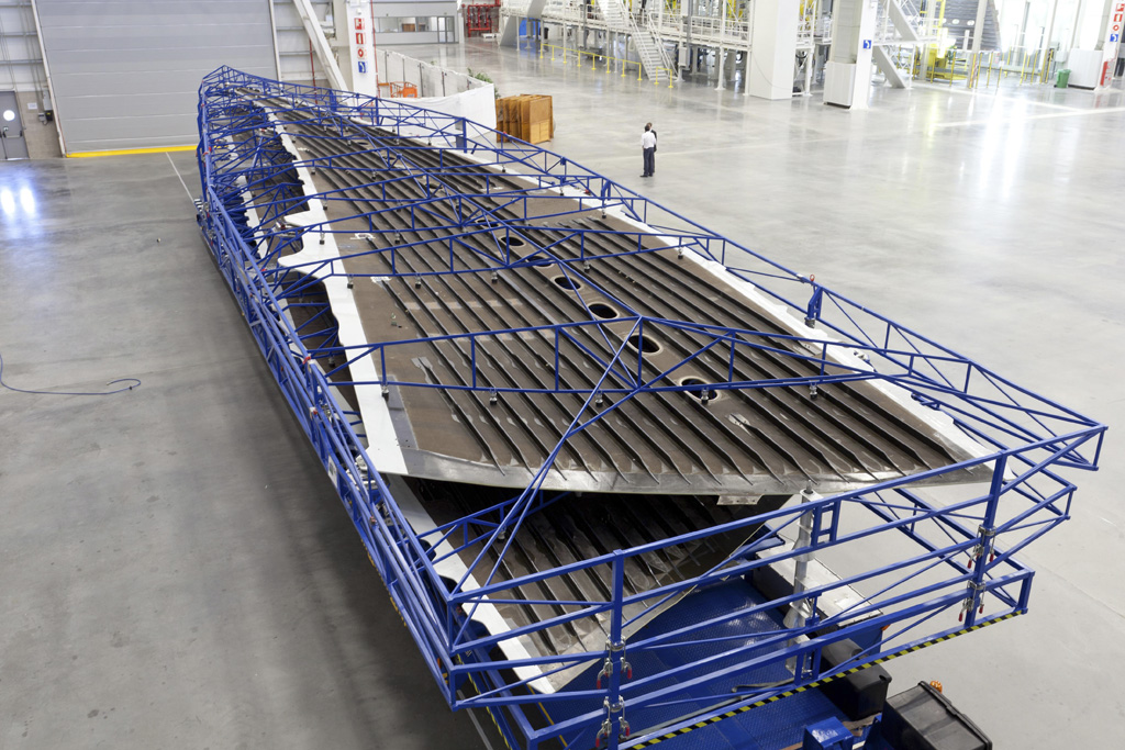 Producción en la factoría de Airbus en Illescas de componentes en materiales compuestos.