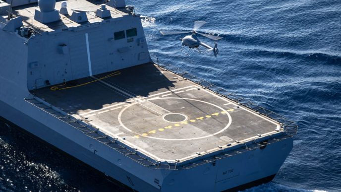 Pruebas del VSR700 en una fragata de la Marina francesa.