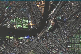 Imágen SAR de Amsterdam obtenida por un satélite de Iceye.