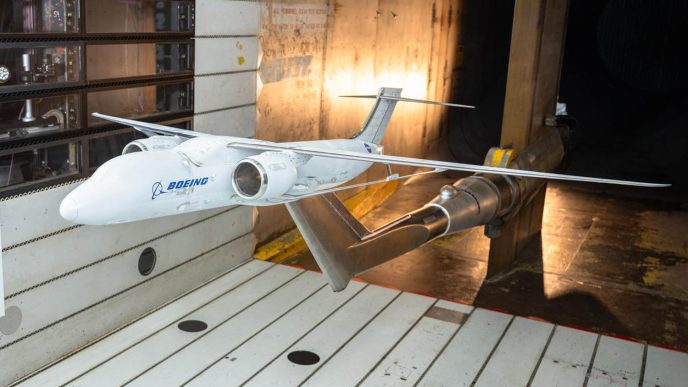 Modelo de pruebas en túnel de viento del X-66.