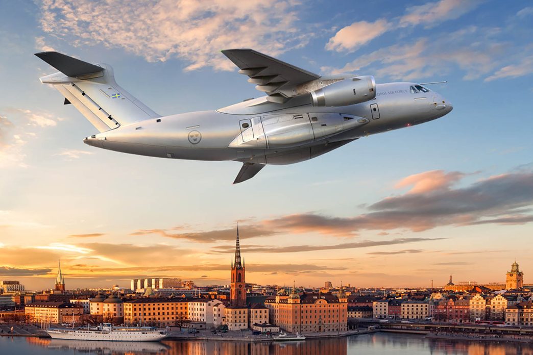 Embraer KC-390 con colores de la Fuerza Aérea de Suecia.