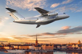 Embraer KC-390 con colores de la Fuerza Aérea de Suecia.