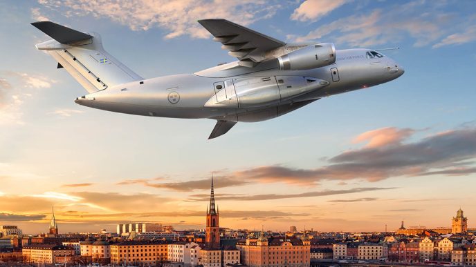 Embraer KC-390 con colores de la Fuerza Aérea de Suecia.