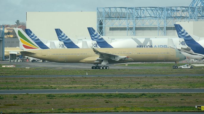 El A350-1000 msn723 fue entregado a Ethiopian Airlines el 1 de agosto. En la foto poco después de salir de la cadena de montaje.