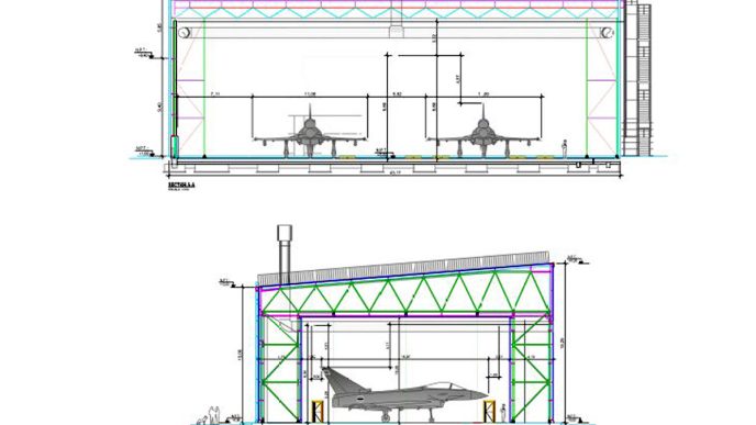 Plano preliminar del nuevo hangar para el Eurofighter en la Maestranza Aérea de Albacete.
