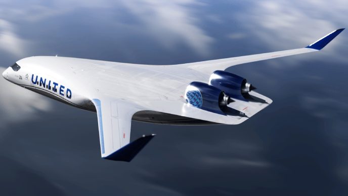 JetZero Z4 con colores de United.