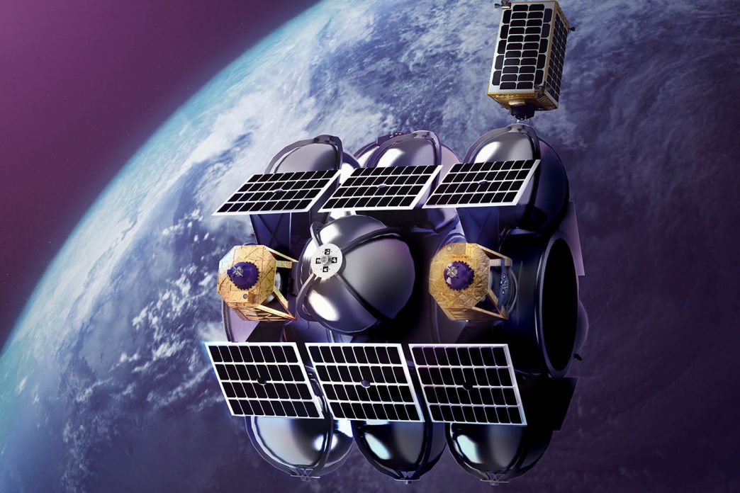 Aspecto que tendrá un satéite cisterna para reabastecer combustible a otros sat´lites en órbita.