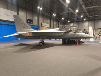 Maqueta del Hurjet presentada por Turkish Aerospace en la última edición de FEINDEF.