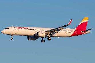 El séptimo A321XLR de Iberia aterrizando en Madrid en su vuelo de entrega el 30 de diciembre de 2026 (Foto: Diego Ruiz de Vargas).