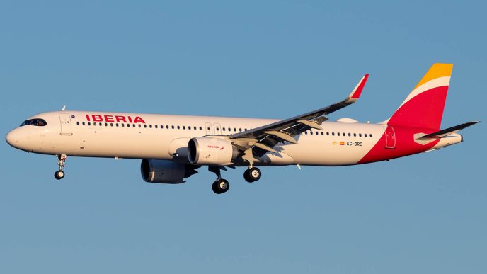El séptimo A321XLR de Iberia aterrizando en Madrid en su vuelo de entrega el 30 de diciembre de 2026 (Foto: Diego Ruiz de Vargas).