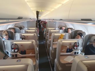 Cabina de pasaje de los Airbus A321XLR de Iberia.