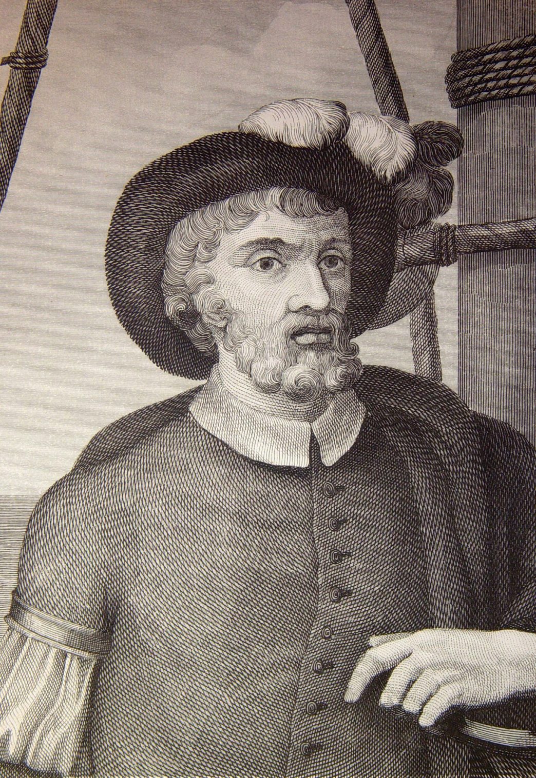 Juan Sebastian de Elcano en un grabado. En realidad no existe ninguna imagen real de este marino de Guetaria (hoy Guipuzcoa) .