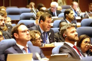 Óscar Puente durante su intervención en la 42 Asamblea general de OACI.