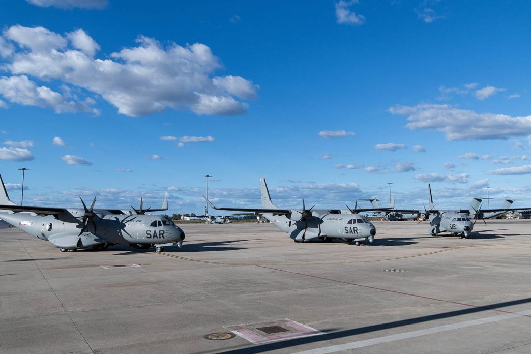 Los tres primeros C295MSA del Ejéricto del Aire y del Espacio listos en Sevilla.