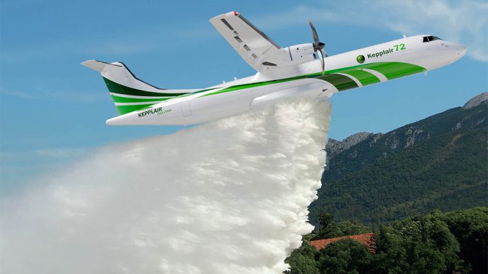Ilustración del ATR 72 en versión apagafuegos.